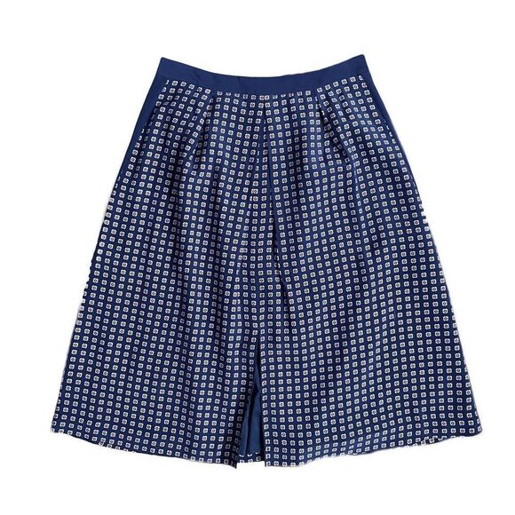 Madewell Silk Ascot Navy Print A-Line Skirt 2 - Picture 4 of 8